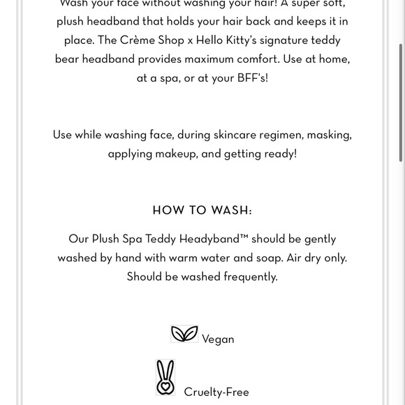 Limited!! Hello Kitty Pink Satin Plush Spa Headband | Cruelty-Free & Vegan - Picture 2 of 2